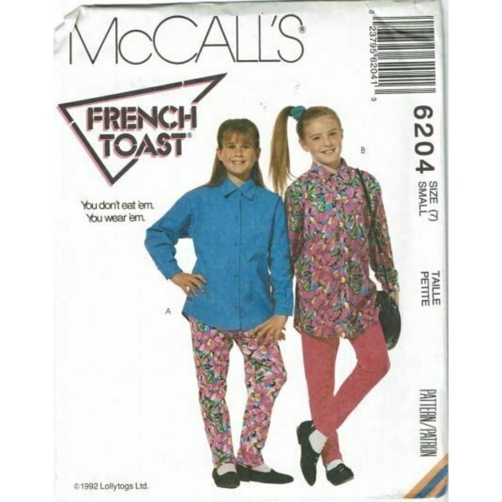 McCalls Sewing Pattern 6204 Girls Shirts‎ Pants Size 7